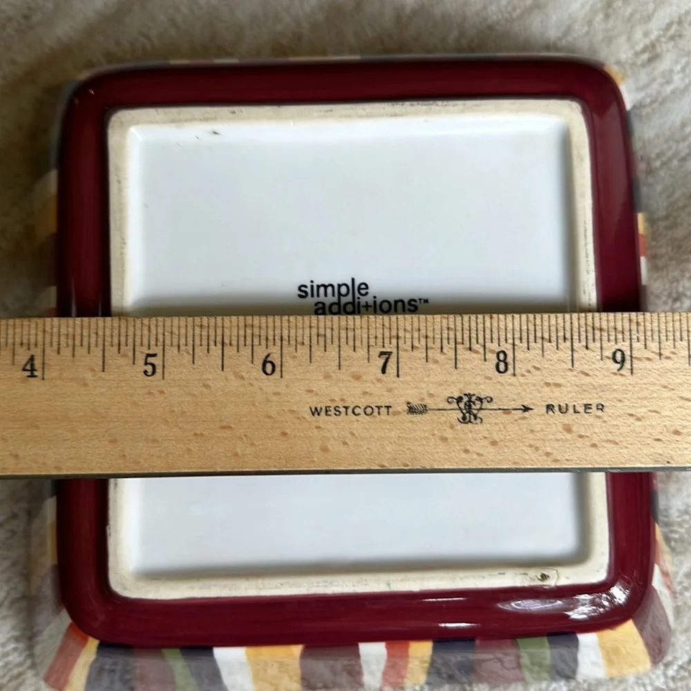 Pampered Chef Simple Additions Square Serving Bowl Stripes 7 1/4” x 3”